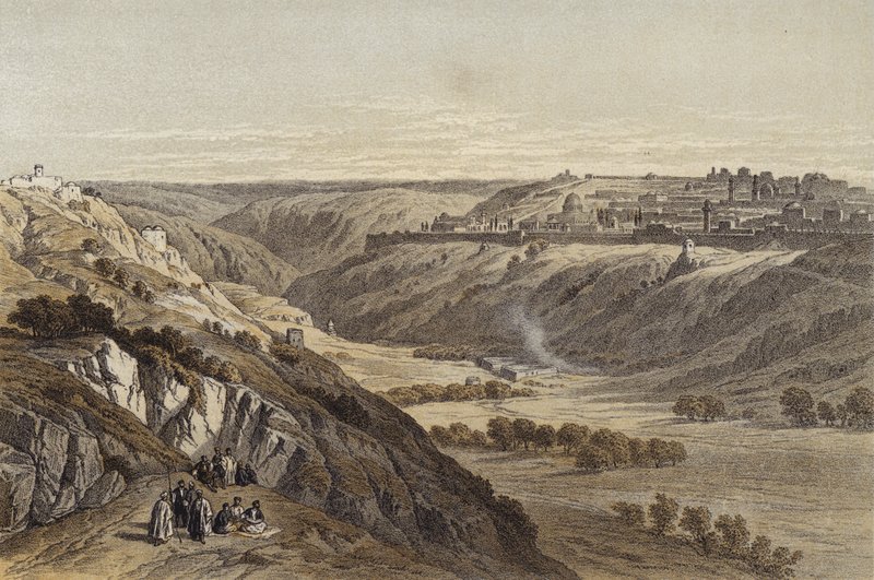 Jeruzsálem az Olajfák hegyéről (színes litho) alkotó: David (after) Roberts