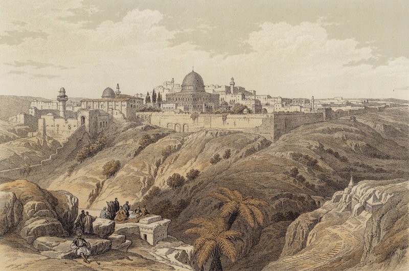 Jeruzsálem, a Megtisztulás temploma (színes litho) alkotó: David (after) Roberts