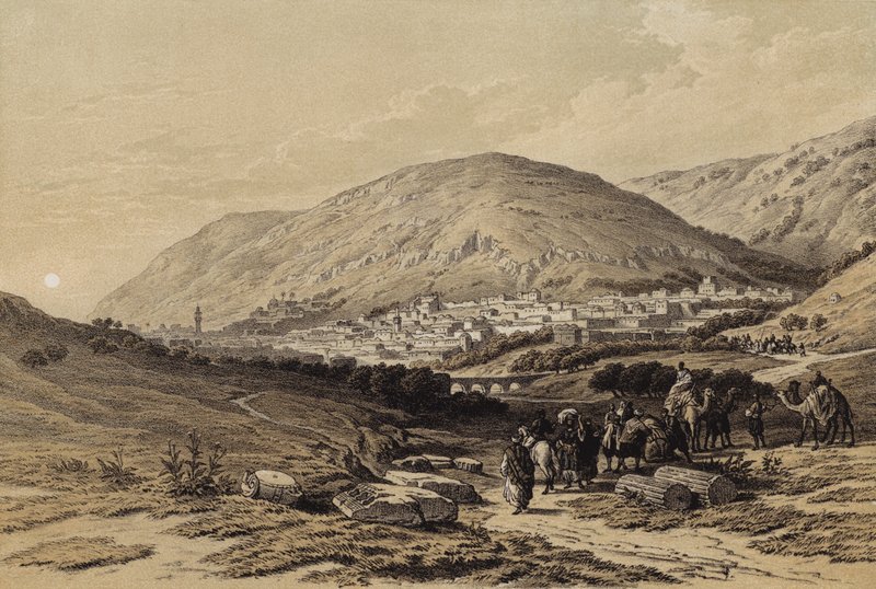 Nablous, az ókori Sikem (színes litó) alkotó: David (after) Roberts