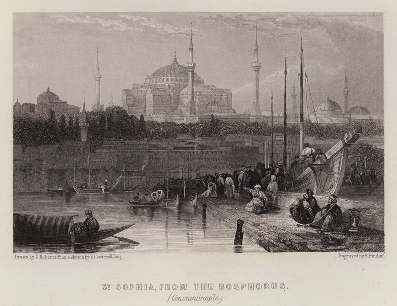 Szent Zsófia, a Boszporuszból, Konstantinápoly (színes litho) alkotó: David (after) Roberts