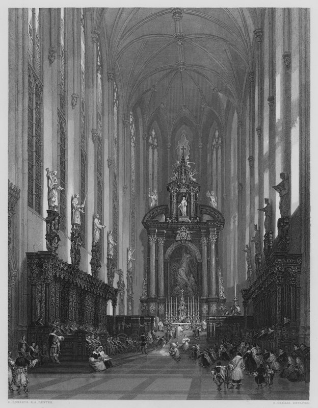 Antwerpeni Szent Pál templom, a Vernon Galéria képéről (metszet) alkotó: David (after) Roberts