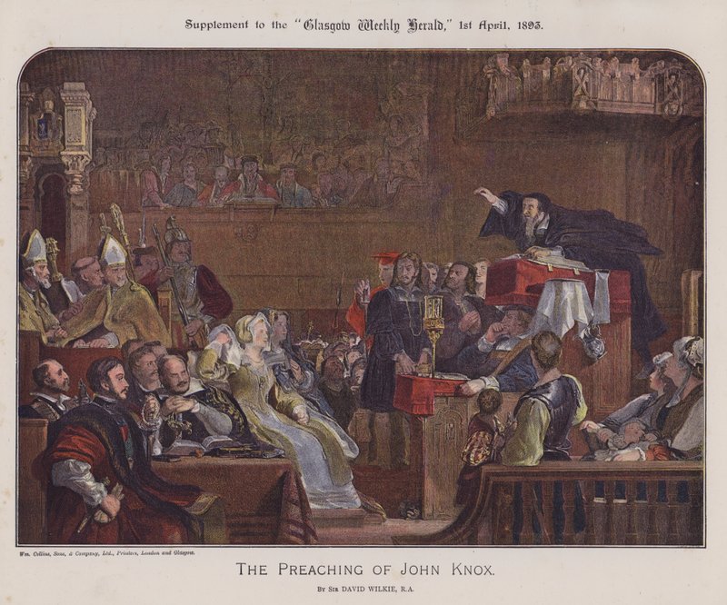 John Knox prédikációja (színes litó) alkotó: David (after) Wilkie