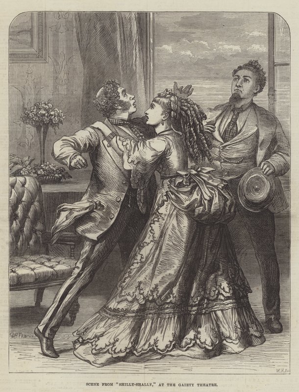 Jelenet a Shilly-Shallyból, a Gaiety Színházban alkotó: David Henry Friston