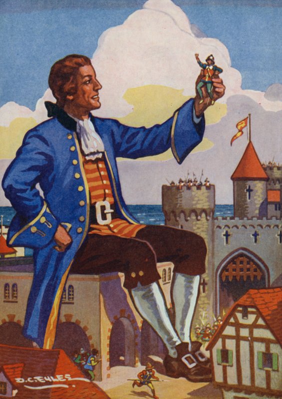 Gulliver és a kisemberek (színes litográfia) alkotó: Derek Charles Eyles