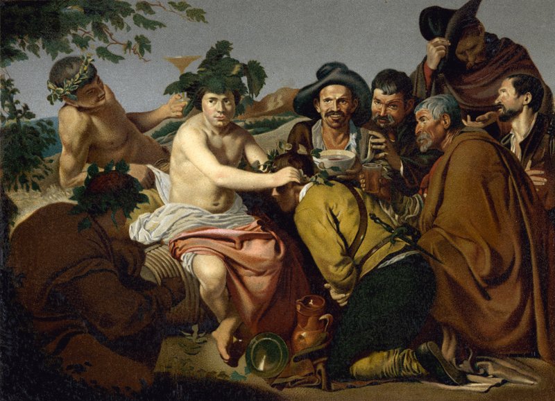 Bacchus diadala (chromolitho) alkotó: Diego Rodriguez de Silva y (after) Velazquez