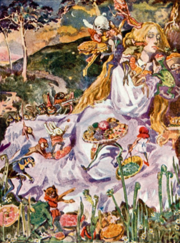 Illusztráció a Goblin Markethez, Christina Rossetti alkotó: Dion Clayton Calthrop