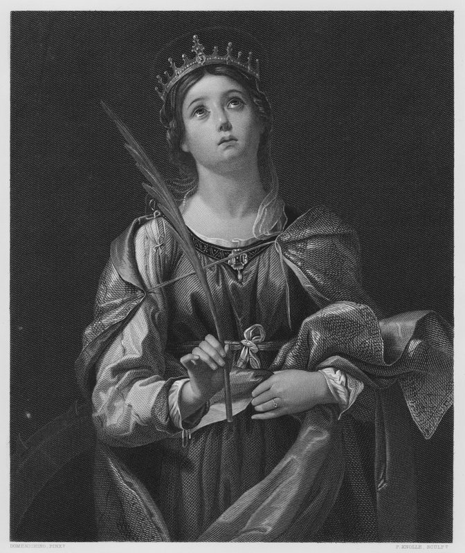 Szent Katalin, a képről a Királyi Gyűjteményben (metszet) alkotó: Domenichino