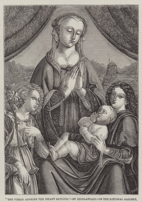 A Szűzanya imádja a Megváltó gyermekét alkotó: Domenico Ghirlandaio