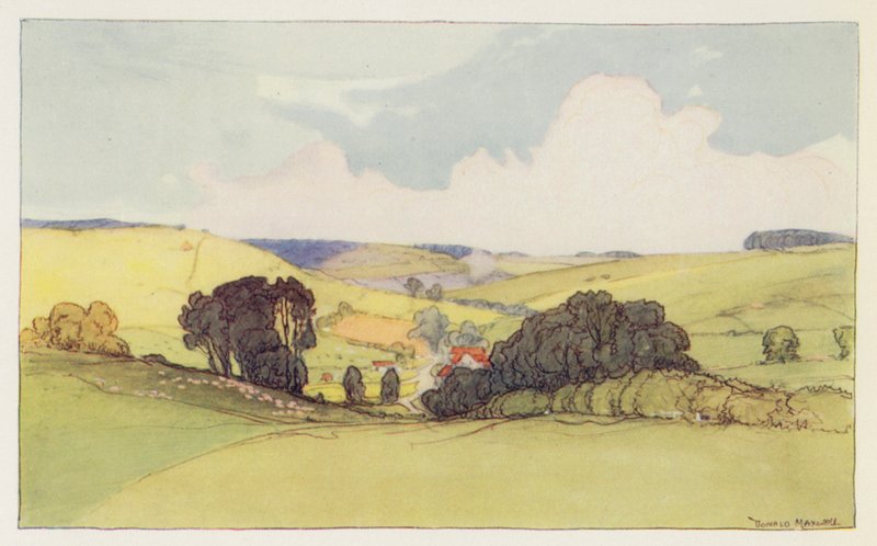 Winterbourne Abbar közelében (színes litográfia) alkotó: Donald (after) Maxwell