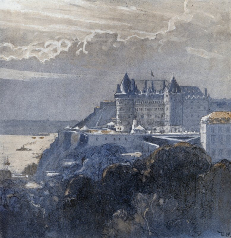 Quebec és a Chateau Frontenac (színes litó) alkotó: Donald (after) Maxwell