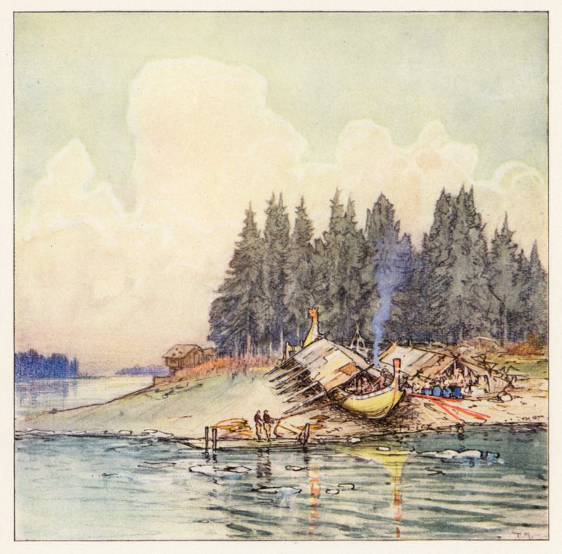 Rudyard Kipling: (színes litográfia): "A dán nők hárfás éneke" (színes litográfia) alkotó: Donald (after) Maxwell
