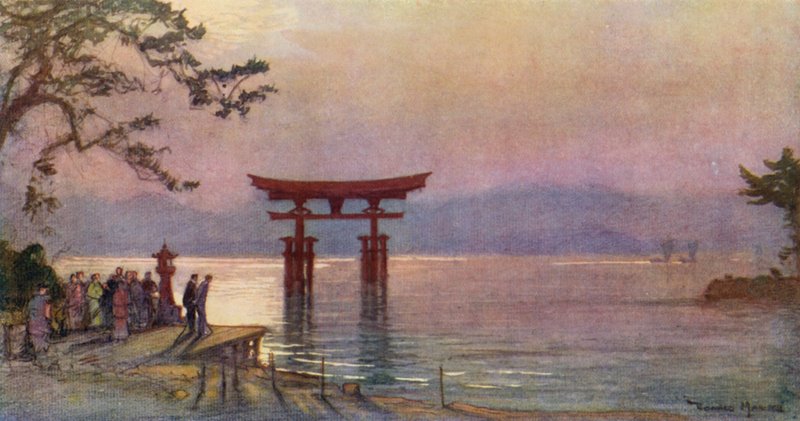 Torii a Belvízben, Japán (színes litográfia) alkotó: Donald (after) Maxwell