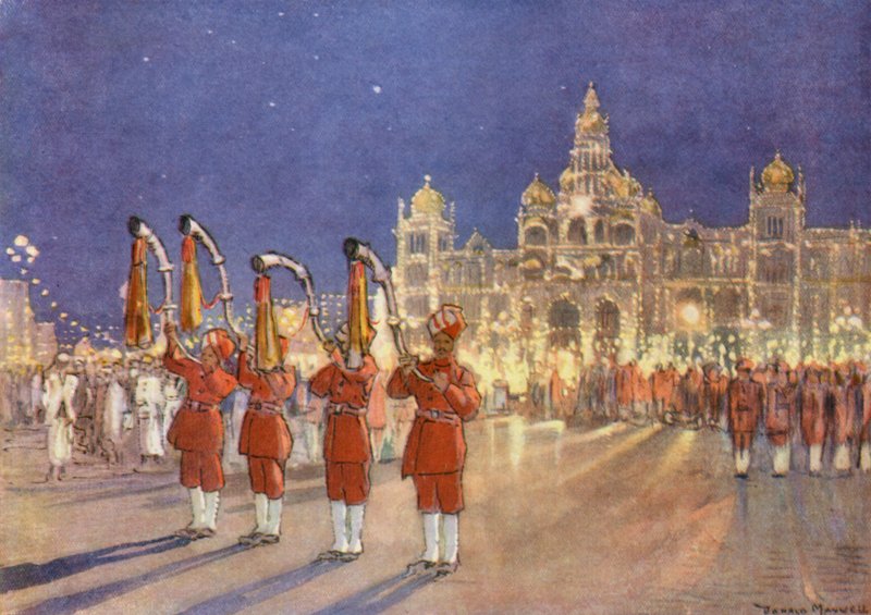 Üdvözlet Mysore-ban (színes litográfia) alkotó: Donald (after) Maxwell