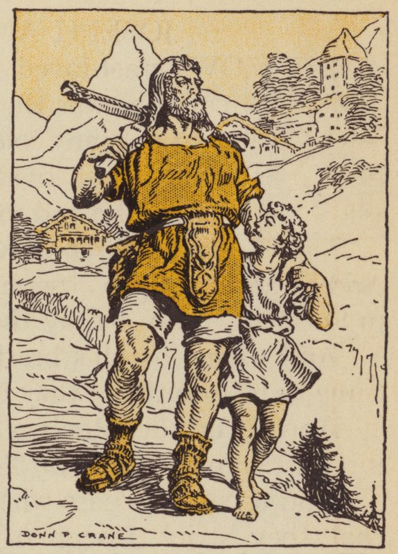 William Tell és fia (színes litó) alkotó: Donn P. Crane