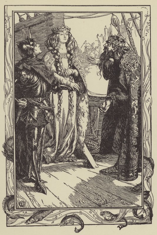 Anguish király Isoltot ad Sir Tristramnak (litho) alkotó: Dora Curtis