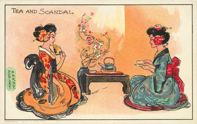 Tea és botrány: két japán nő teát iszik (színes litho) alkotó: Dudley Hardy
