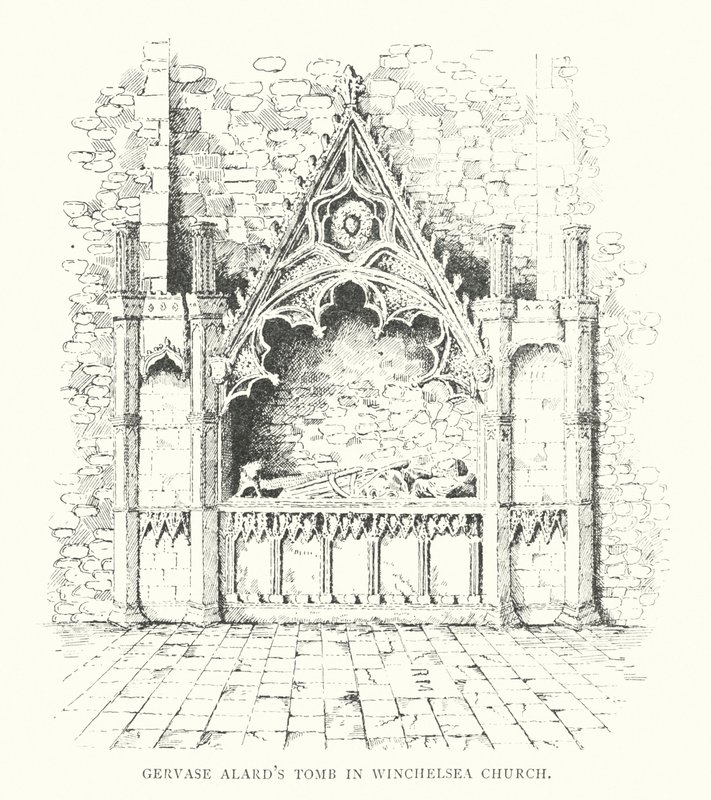 Gervase Alard sírja a winchelsea-i templomban (litográfia) alkotó: Duncan Moul