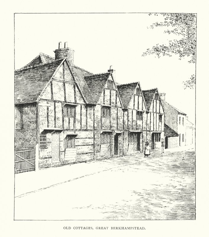 Old Cottages, Great Berkhampstead (litográfia) alkotó: Duncan Moul