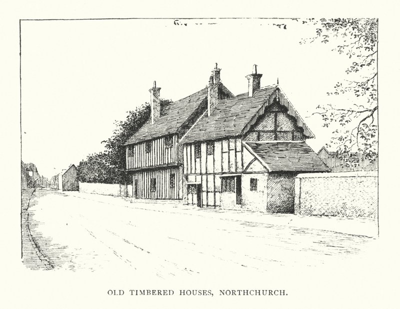 Old Timbered Houses, Northchurch (litográfia) alkotó: Duncan Moul
