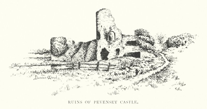Pevensey várának romjai (litho) alkotó: Duncan Moul