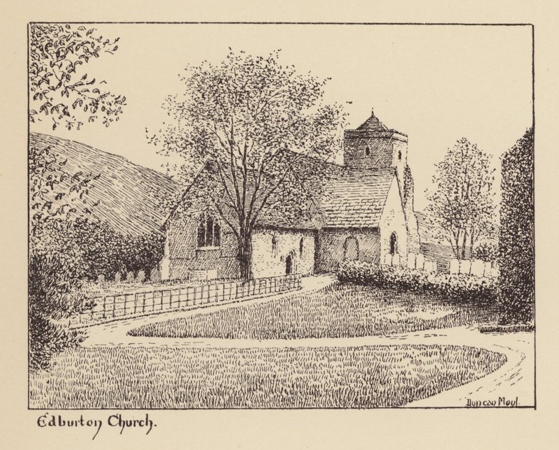 Sussex: Edburton Church (litográfia) alkotó: Duncan Moul