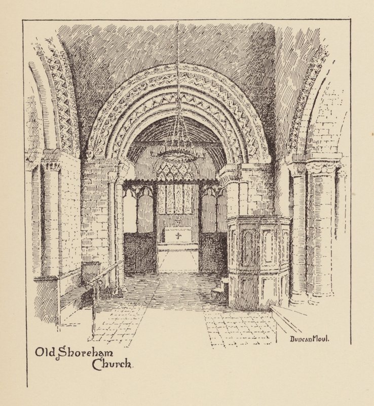 Sussex: Old Shoreham Church (litográfia) alkotó: Duncan Moul