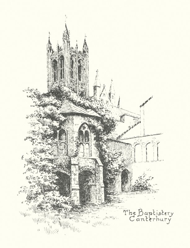 Keresztelőkápolna, Canterbury (litográfia) alkotó: Duncan Moul