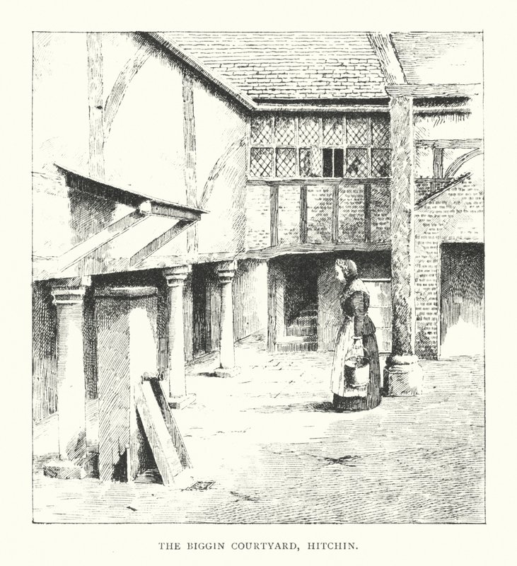 The Biggin Courtyard, Hitchin (litográfia) alkotó: Duncan Moul