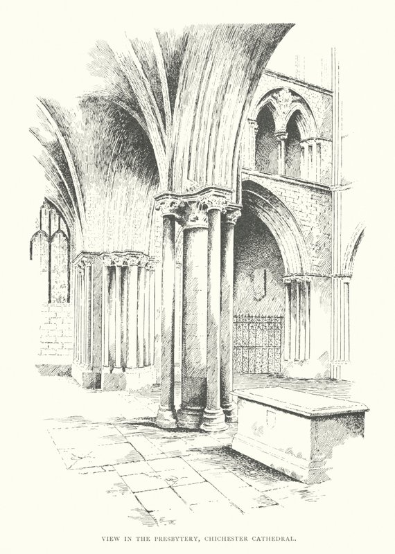 Kilátás a presbitériumból, Chichester Cathedral (litográfia) alkotó: Duncan Moul