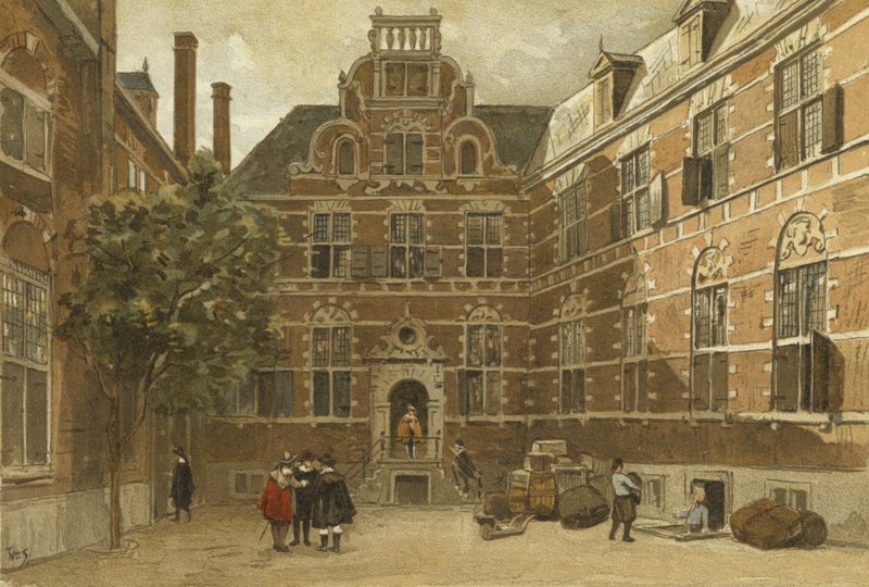 A Kelet-indiai Ház udvara, Amszterdam alkotó: Dutch School