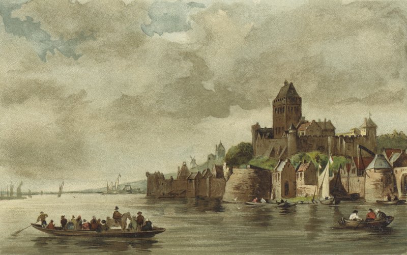 Kilátás a Valkhof-kastélyra, Nijmegen alkotó: Dutch School