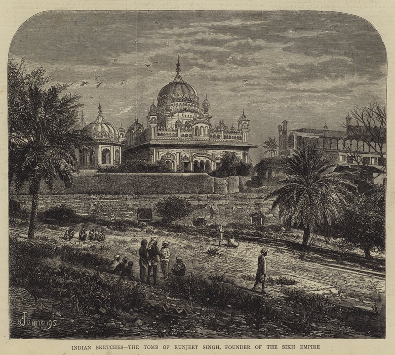 Indian Sketches, Runjeet Singh sírja, a szikh birodalom alapítója alkotó: E. Jennings