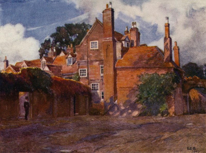 Eton: A Weston udvarának sarka (színes litó) alkotó: E. D. Brinton
