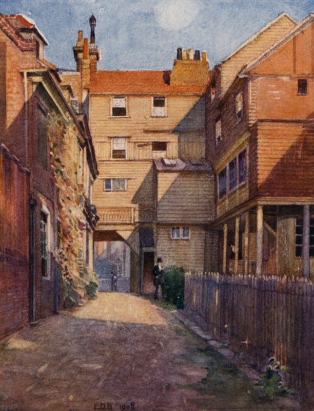 Eton: The Old Christopher Yard (színes litó) alkotó: E. D. Brinton