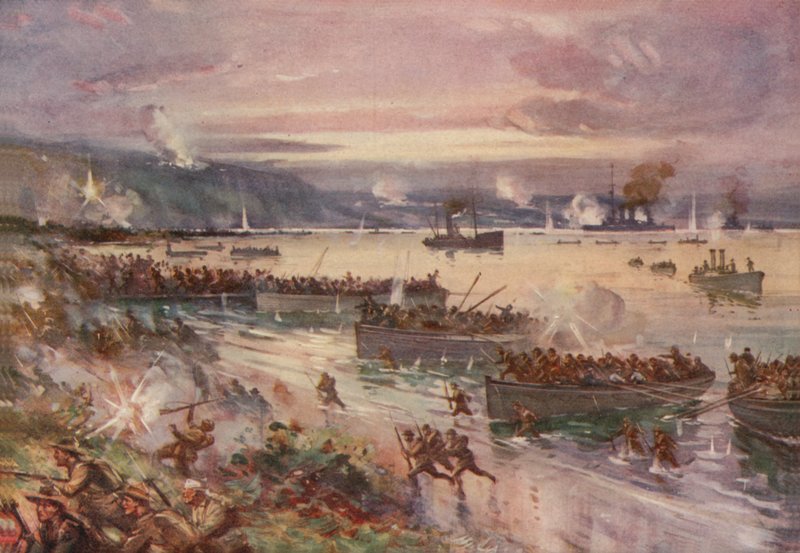 A Dardanellák hadműveletek: az ausztrálok partraszállása Gallipolinál, 1915 áprilisában alkotó: E. S. Hodgson