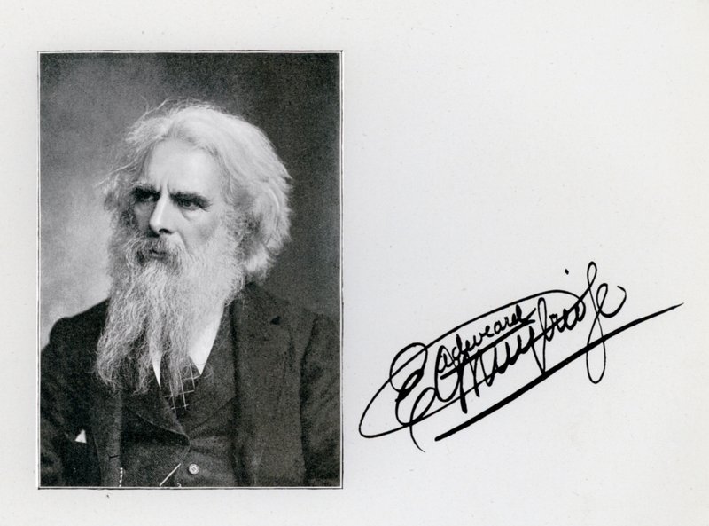 Eadweard Muybridge, portré és aláírás (f/w fotó) alkotó: Eadweard Muybridge