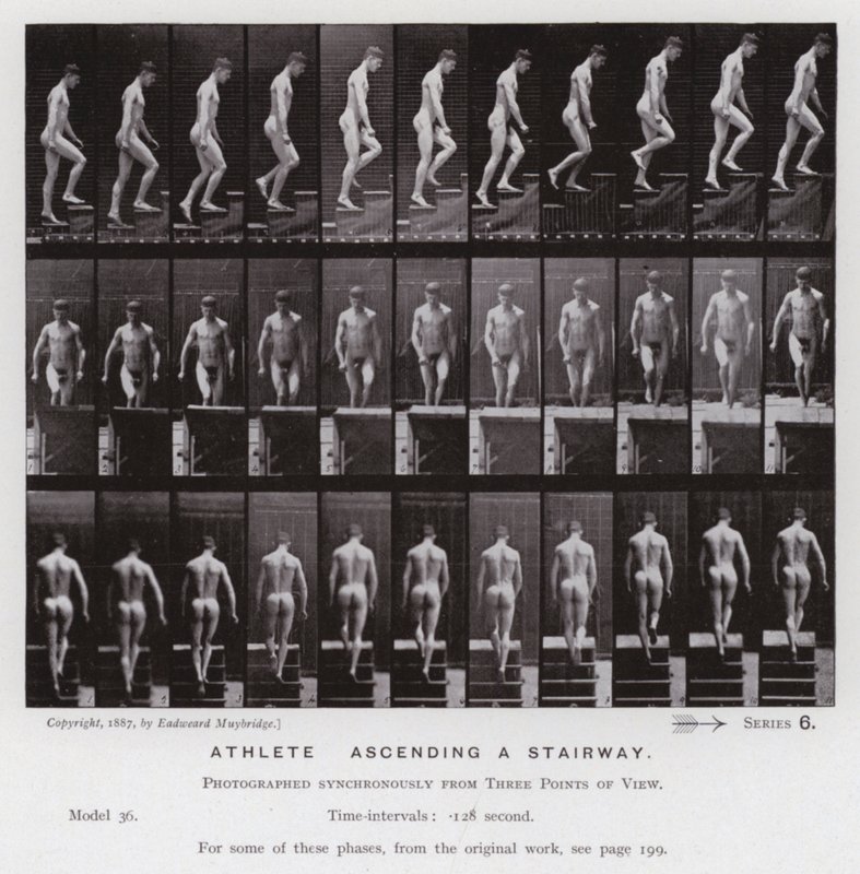 Mozgó emberalak: Sportoló, lépcsőn felfelé (f/w fotó) alkotó: Eadweard Muybridge