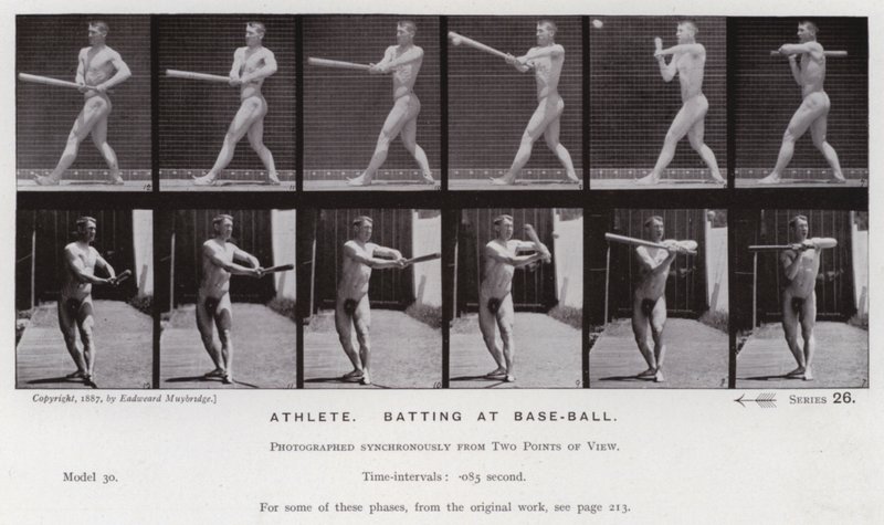 Mozgó emberalak: sportoló, baseball-ütő (f/w fotó) alkotó: Eadweard Muybridge