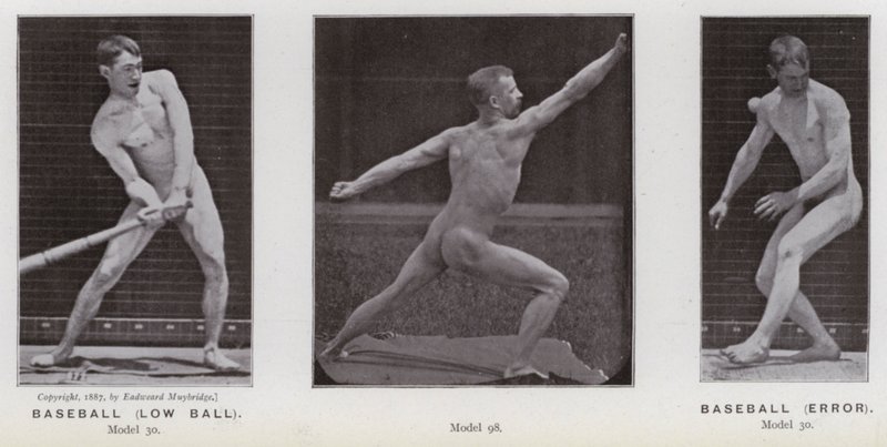 The Human Figur in Motion: Baseball, low ball; Baseball, hiba (f/w fotó) alkotó: Eadweard Muybridge