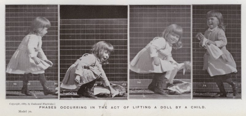 Az emberi alak mozgásban: A baba gyermek általi felemelésének fázisai (f/w fotó) alkotó: Eadweard Muybridge