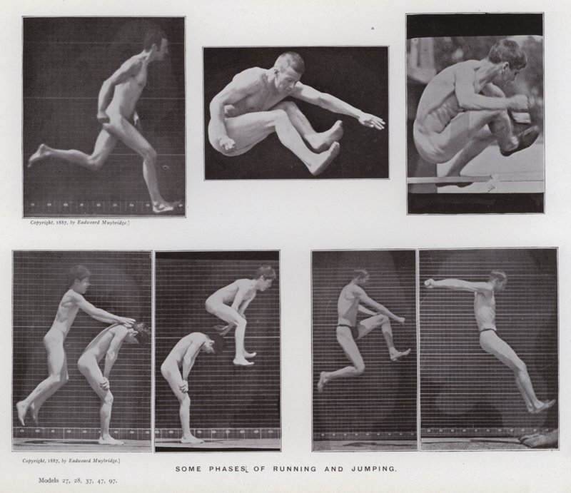 Mozgó emberalak: A futás és ugrás néhány fázisa (f/w fotó) alkotó: Eadweard Muybridge