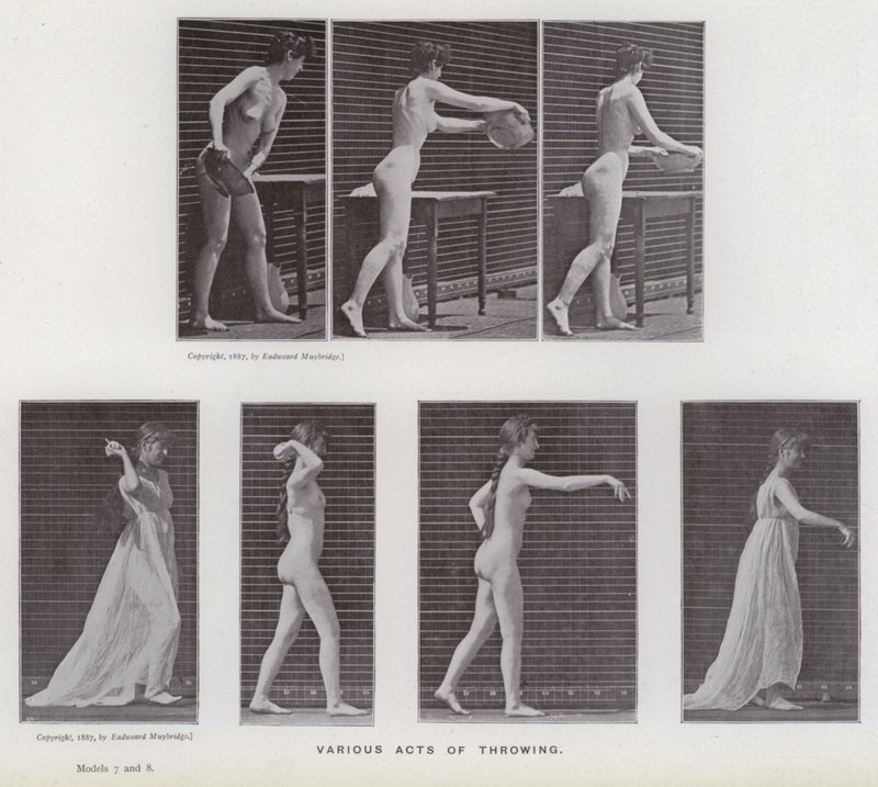 Mozgó emberalak: különféle dobások (f/w fotó) alkotó: Eadweard Muybridge