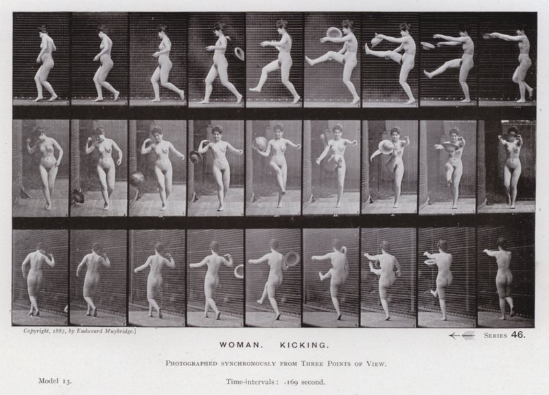 Mozgó emberalak: Nő, rugdosva alkotó: Eadweard Muybridge