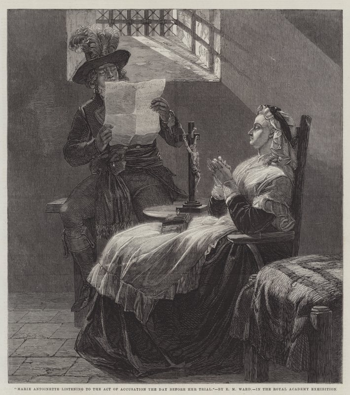 Marie Antoinette a vádiratot hallgatja a tárgyalása előtti napon alkotó: Edgar Melville Ward