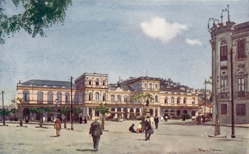 A központi vasút végállomása, Rio de Janeiro (színes litó) alkotó: Edgar L. Pattison
