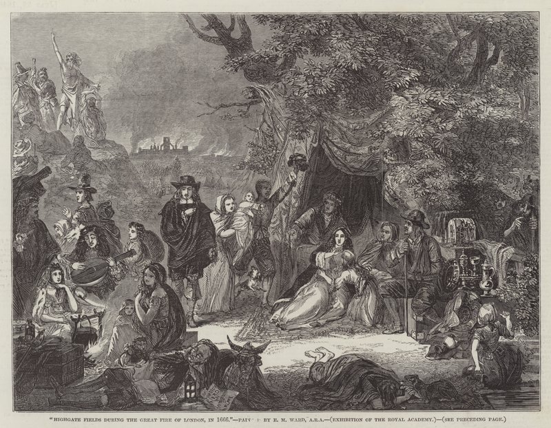 Highgate Fields a nagy londoni tűzvész idején, 1666-ban alkotó: Edgar Melville Ward