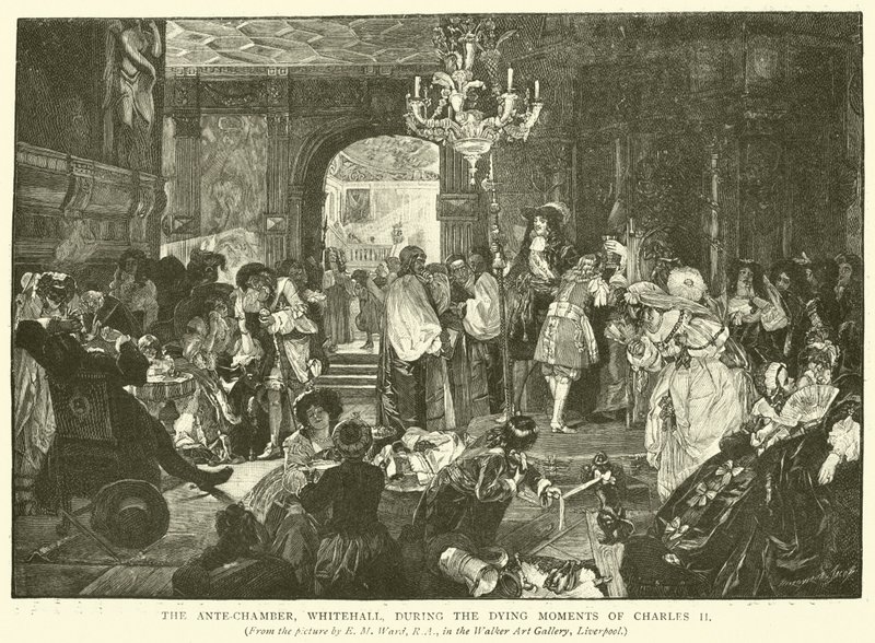 Az Ante-Chamber, Whitehall, II. Károly haldokló pillanatai alatt alkotó: Edgar Melville Ward