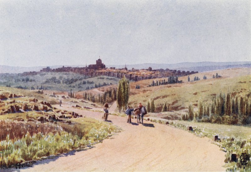 Észak-Spanyolország: Avila, északnyugat felől (színes litho) alkotó: Edgar T. A. Wigram
