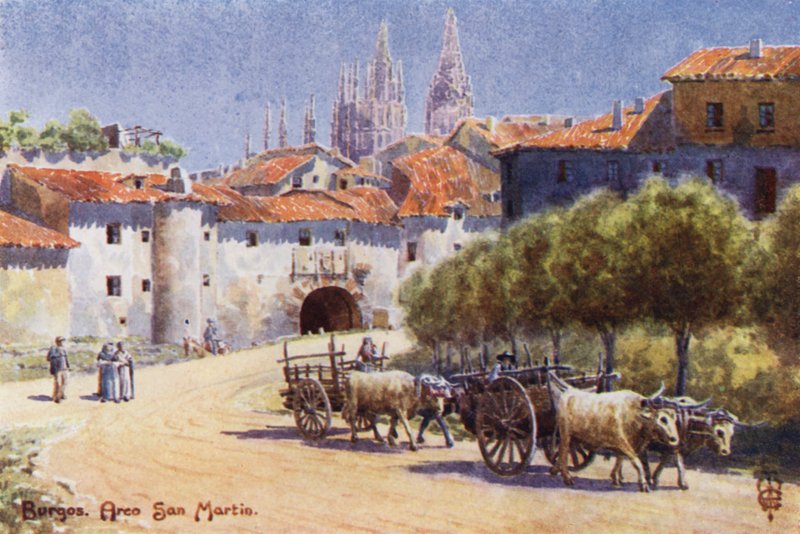 Észak-Spanyolország: Burgos, Arco San Martin (színes litho) alkotó: Edgar T. A. Wigram