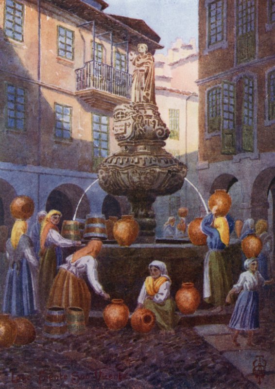 Észak-Spanyolország: Lugo, Szent Vince-kút (lithoszín) alkotó: Edgar T. A. Wigram